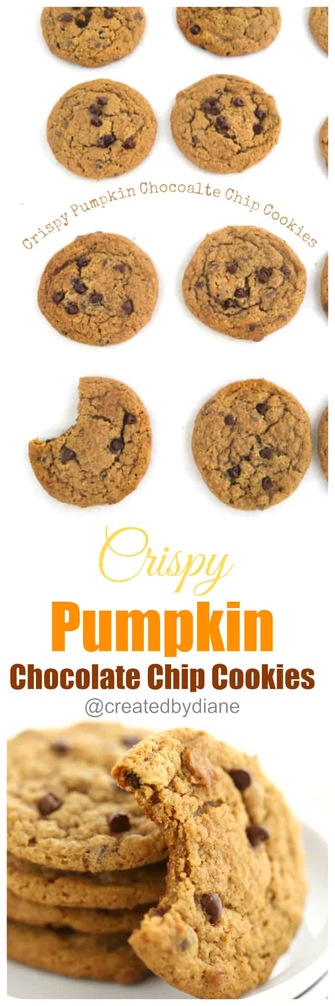 the best Crispy pumpkin chocolate chip cookies from @createdbydiane