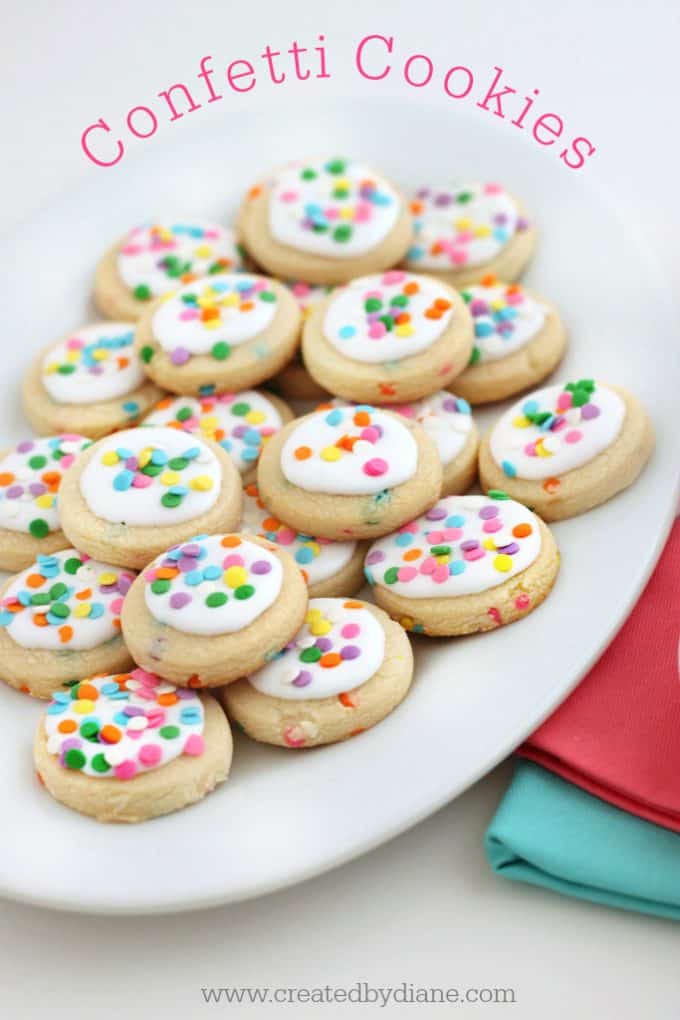 confetti cookies with round confetti sprinkles www.createdbydiane.com