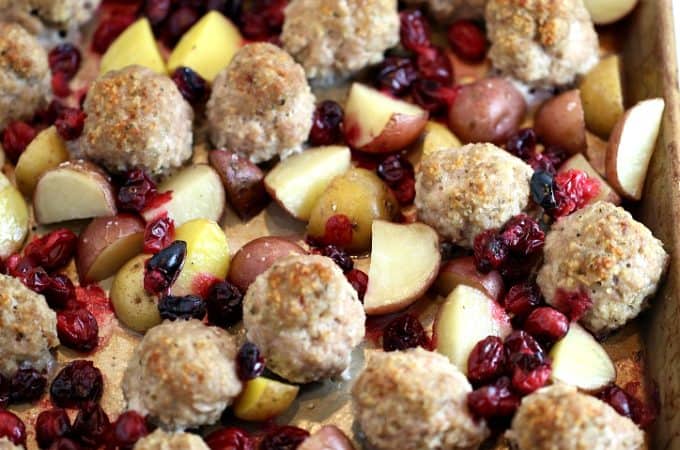 cranberry turkey meatball dinner with potatoes www.createdbydiane.com