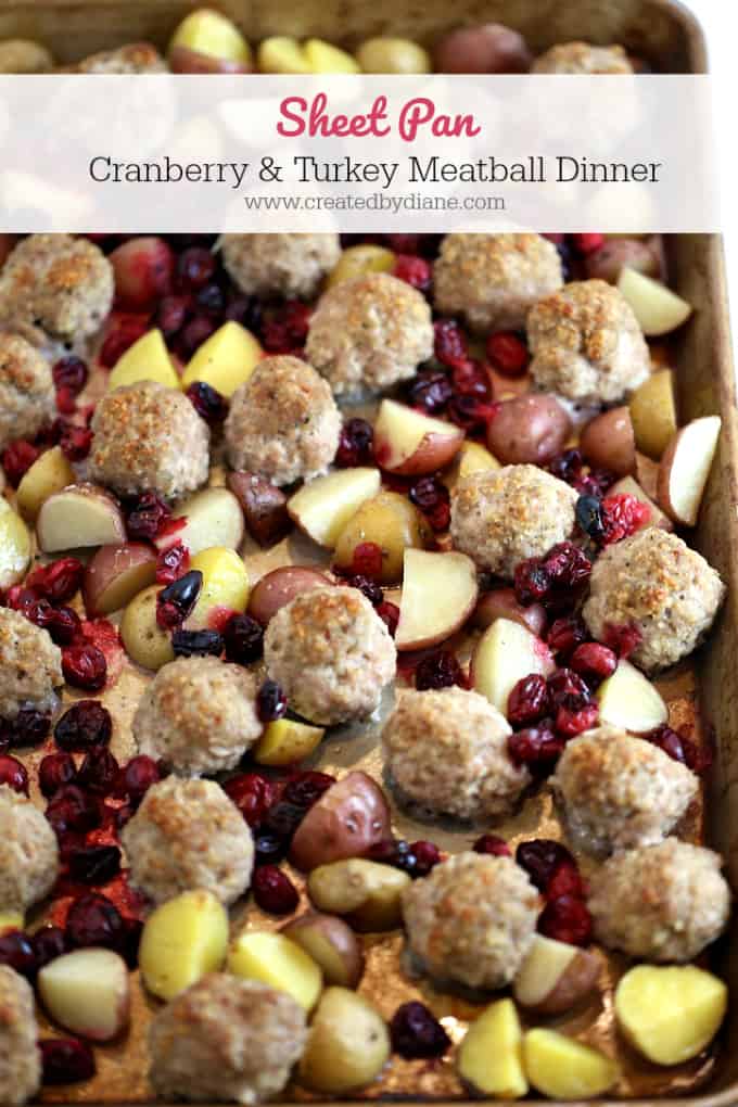 Sheet Pan Cranberry and Turkey Meatball Dinner