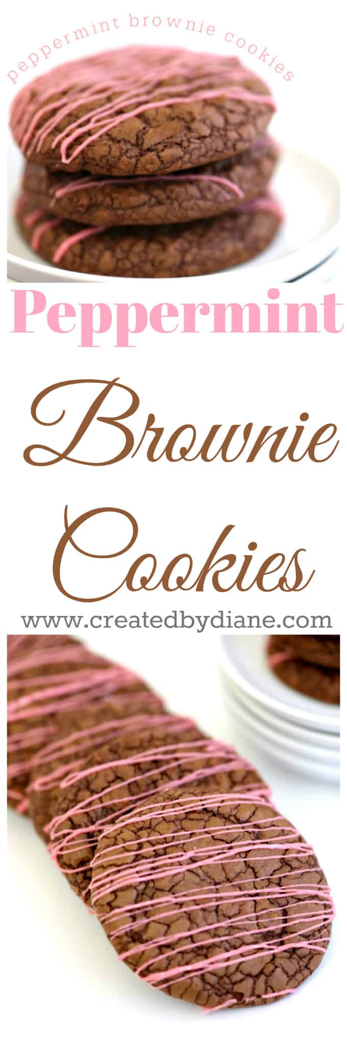 chocolate brownie cookies with pink peppermint icing