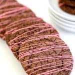 chocolate brownie cookies with pink peppermint icing