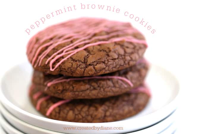 chocolate brownie cookies with pink peppermint icing