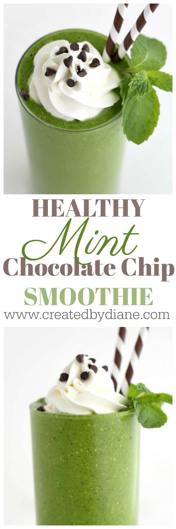 HEALTHY mint chocolate chip GREEN Smoothie recipes www.createdbydiane.com