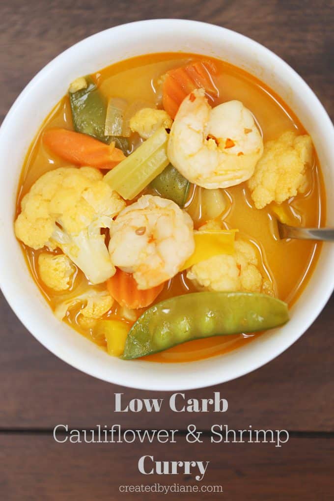 Low Carb Cauliflower and Shrimp CUrry recipe createdbydiane.com