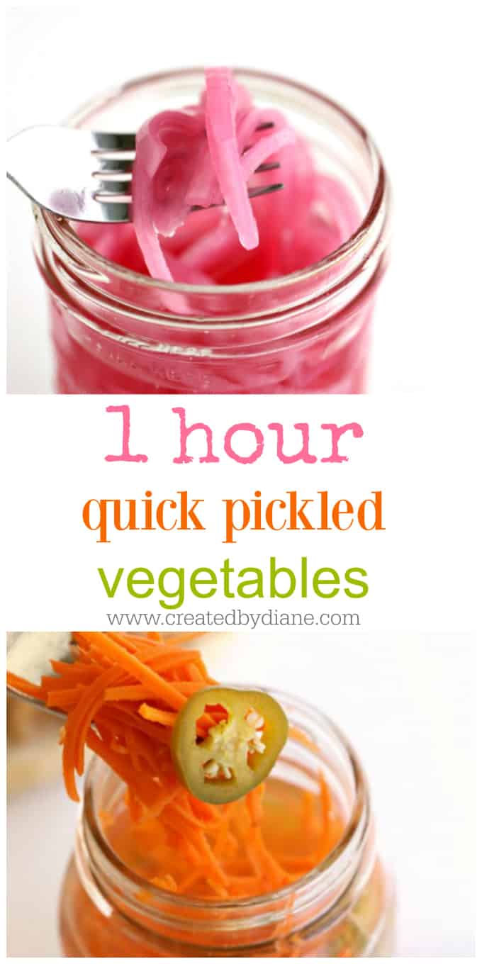 1 hour quick pickled vegetable recipe www.createdbydiane.com