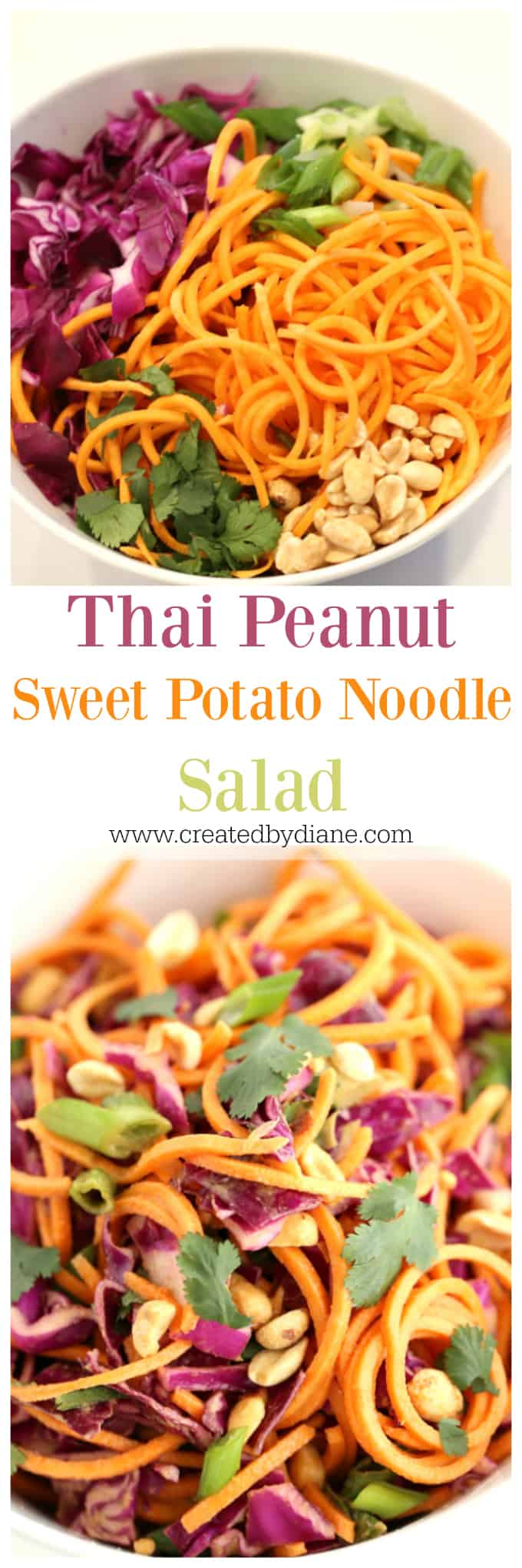 Thai Peanut Sweet Potato Noodle Salad www.createdbydiane.com