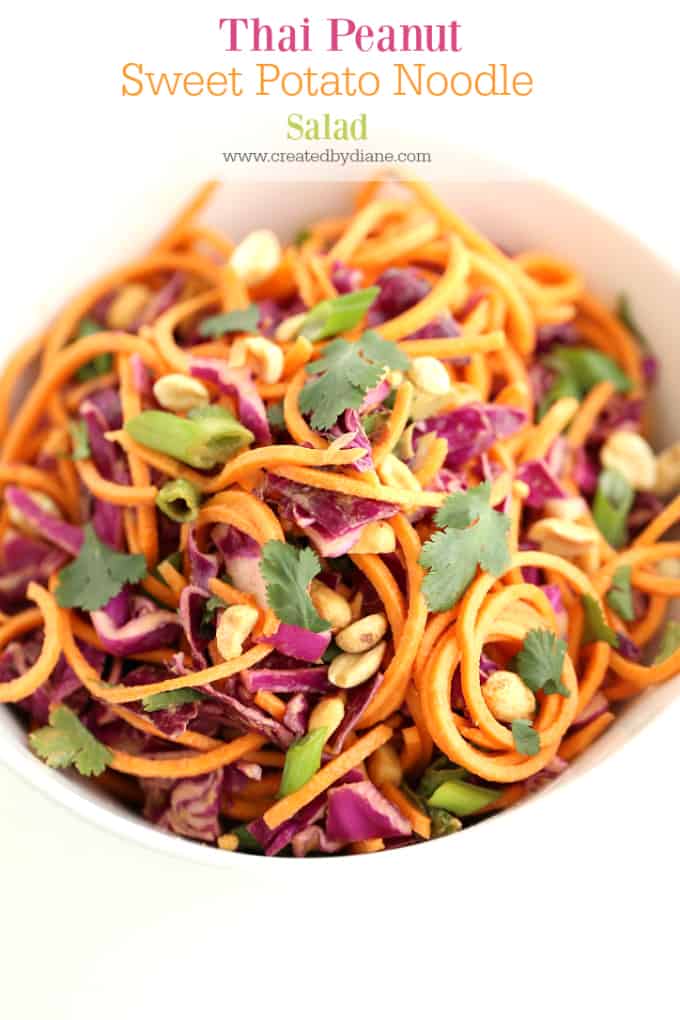 Thai Peanut Sweet Potato Noodle Salad www.createdbydiane.com