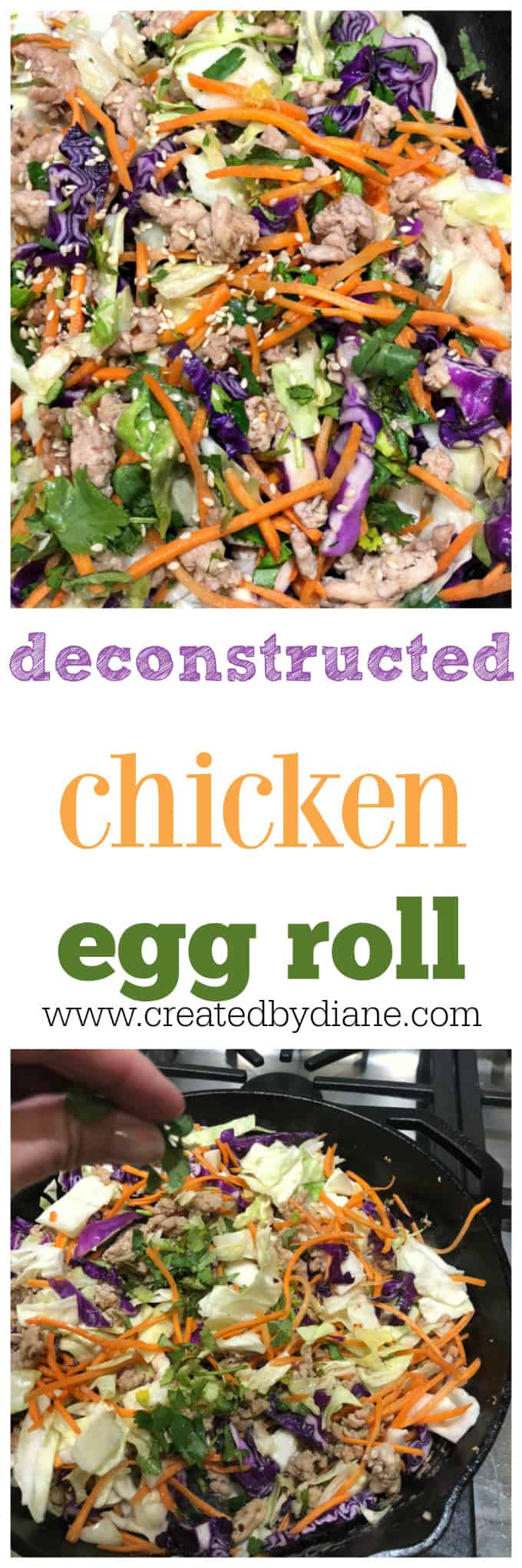 deconstructed egg roll in a bowl a delicious low carb recipe you'll enjoy many times over, takes 10 minutes to make #lowcarb #lchf #chicken