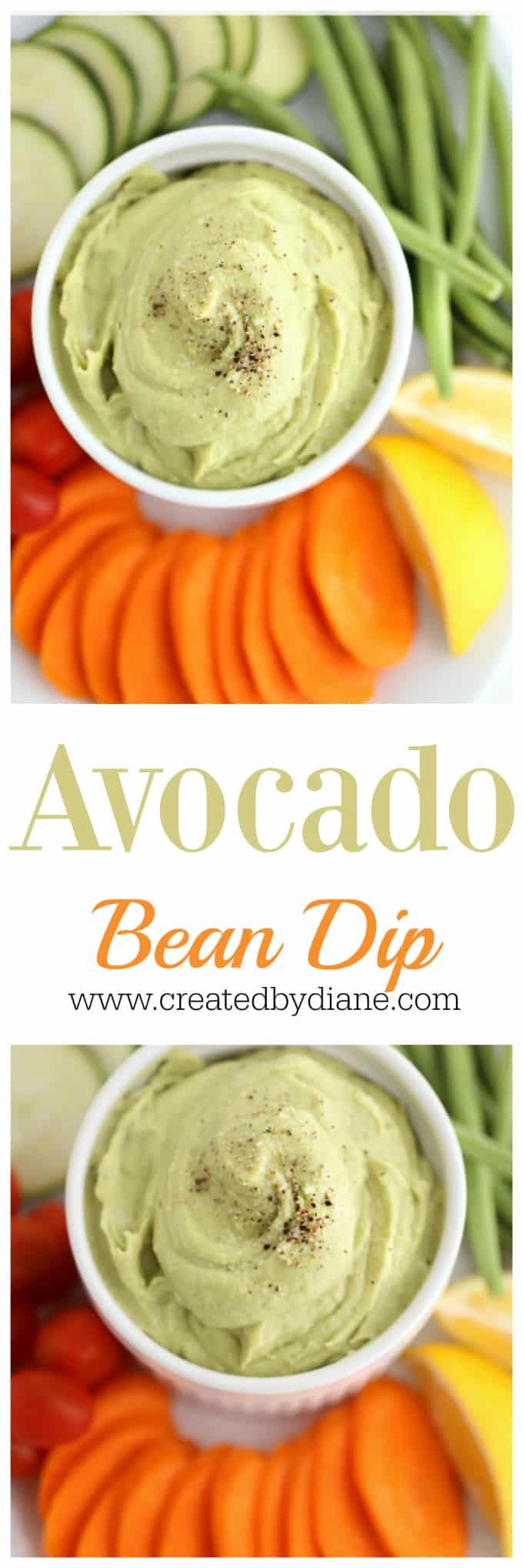 easy avocado bean dip with vegetables www.createdbydiane.com