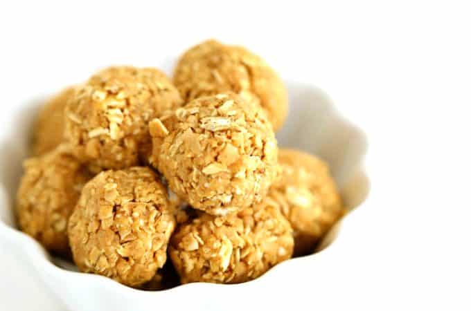 easy no bake 3 ingredient oatmeal peanut butter coconut healthy snacks no bake, www.createdbydiane.com