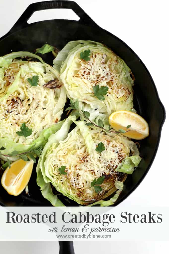 roasted cabbage steaks with lemon and parmesan www.createdbydiane.com