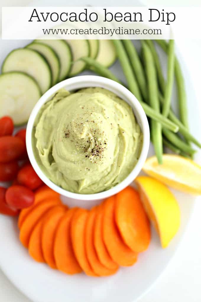 avocado bean dip with vegetables www.createdbydiane.com