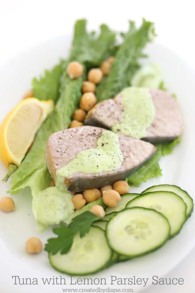 tuna with lemon parsley sauce www.createdbydiane.com