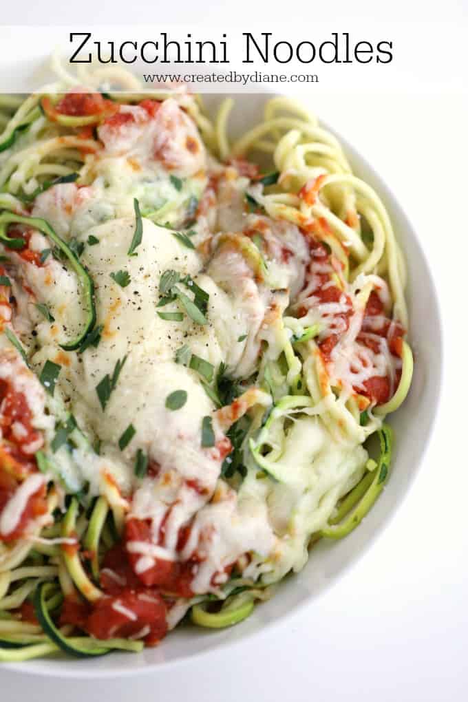 zucchini noodles, low carb meal www.createdbydiane.com