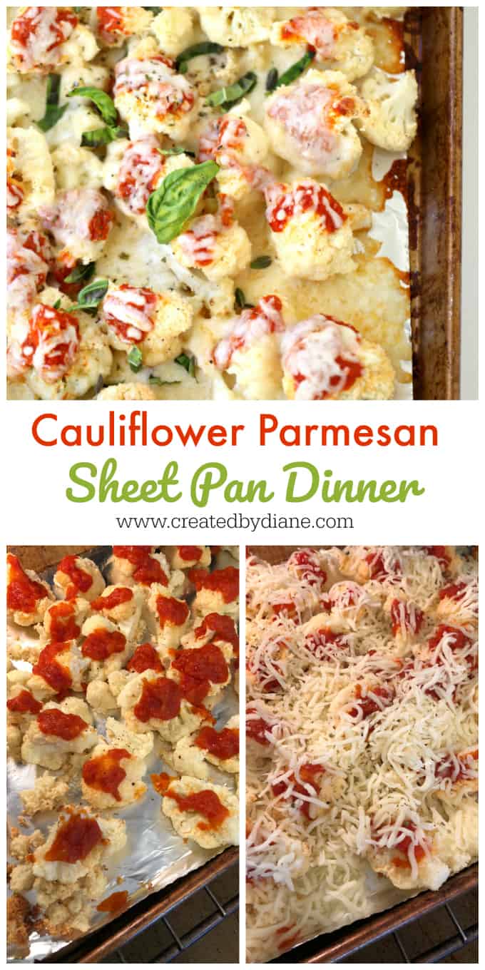 cauliflower parmesan sheet pan dinner www.createdbydiane.com