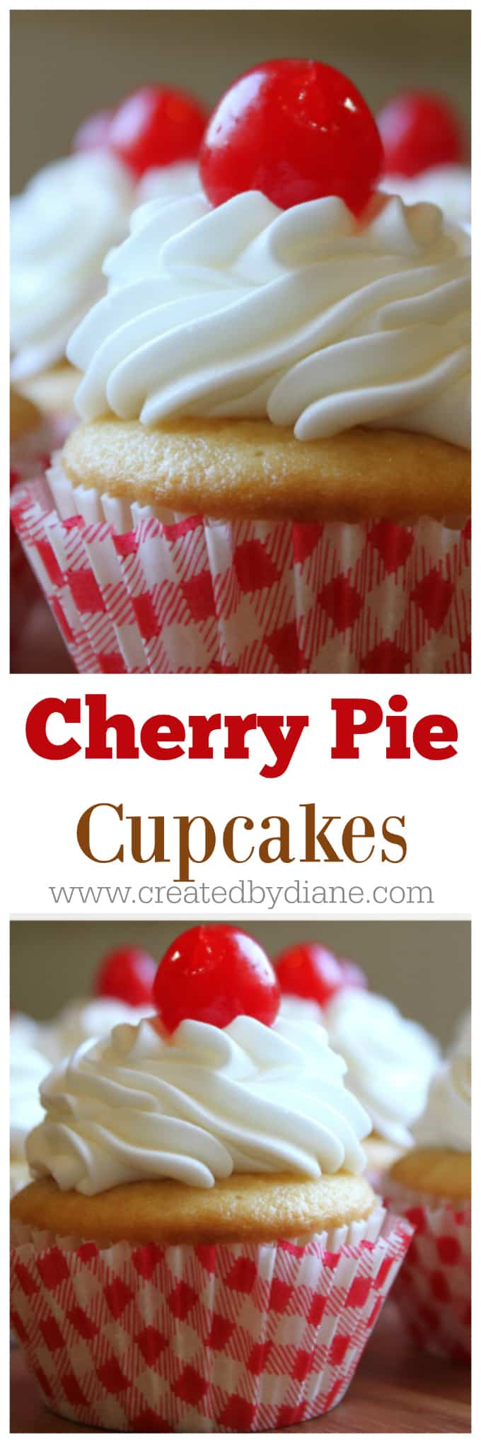 cherry pie cupcakes www.createdbydiane #cupcakes #cherrypie #fruit #fruitfilling