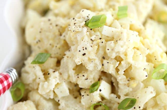 Low Carb Cauliflower Salad tastes just like potato salad www.createdbydiane.com