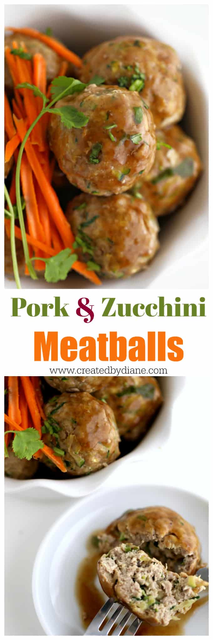 ground pork and zucchini low carb meatball recipe www.createdbydiane.com