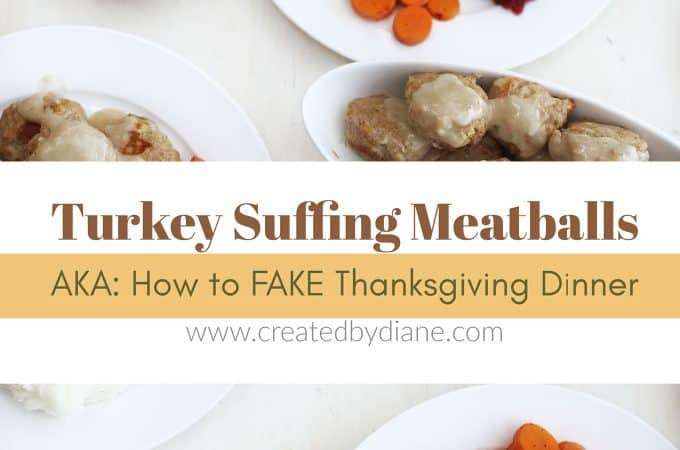 fake thanksgiving dinner with stuffing and turkey meatballs with sides dinner in one hour