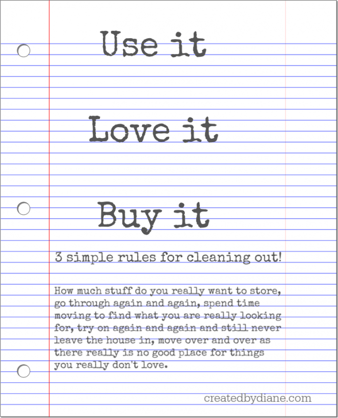 note on cleaning out house with 3 simple rules