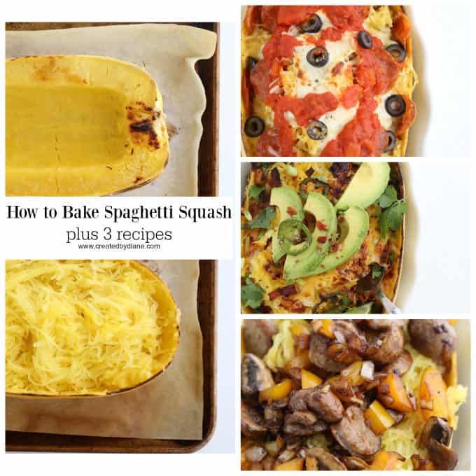 How to BAKE a Spaghetti Squash PLUS 3 Recipes www.createdbydiane.com