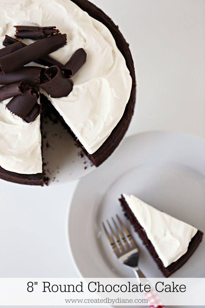 8-inch chocolate cake with stabilized whipped cream from www.createdbydiane.com