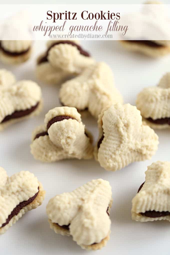 Spritz Cookies with Whipped Chocolate Ganache