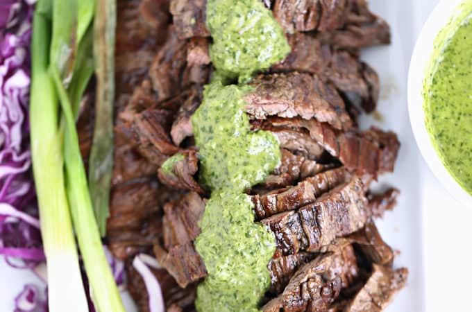 Easy Grilled Marinated Steak with Chimichurri Sauce Recipe www.createdbydiane.com