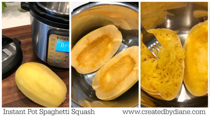 spaghetti squash cooked in the instant pot www.createdbydiane.com