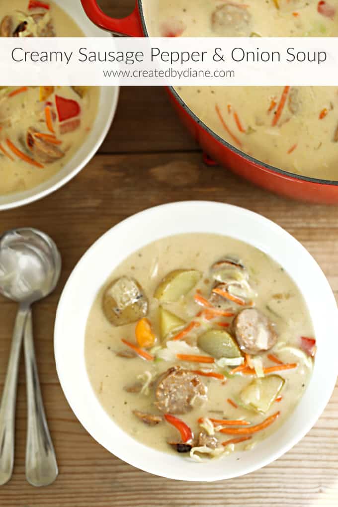 Creamy Sausage Pepper and Onion Soup