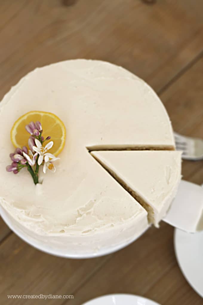 delicious moist lemon cake with lemon buttercream frosting, single layer, 8 inch round www.createdbydiane.com