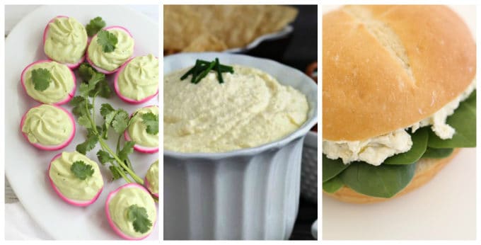 deviled eggs, egg salad, avocado deviled eggs