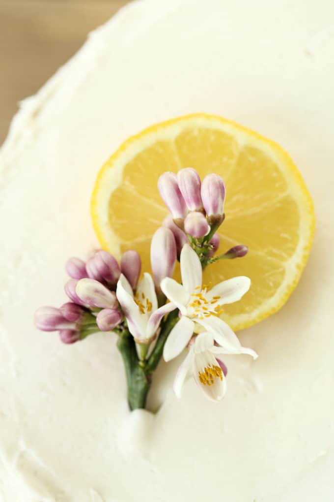 lemon blossom flower decoration on lemon cake www.createdbydiane.com