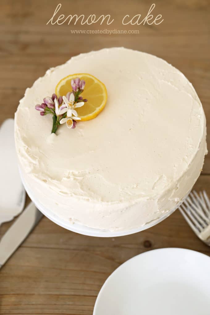 lemon cake, single layer, 8 inch round, easy, no mixer needed simple cake recipe www.createdbydiane.com