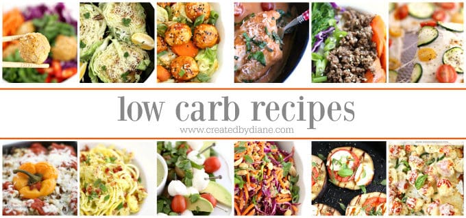 low carb recipes banner www.createdbydiane.com