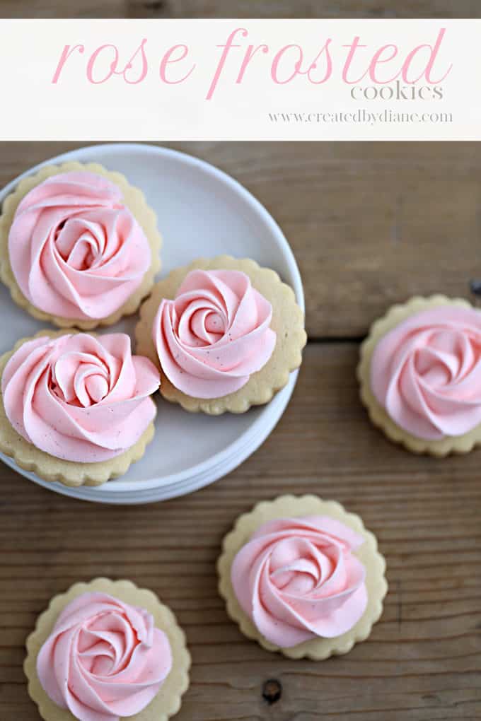 rose frosted cookies www.createdbydiane.com