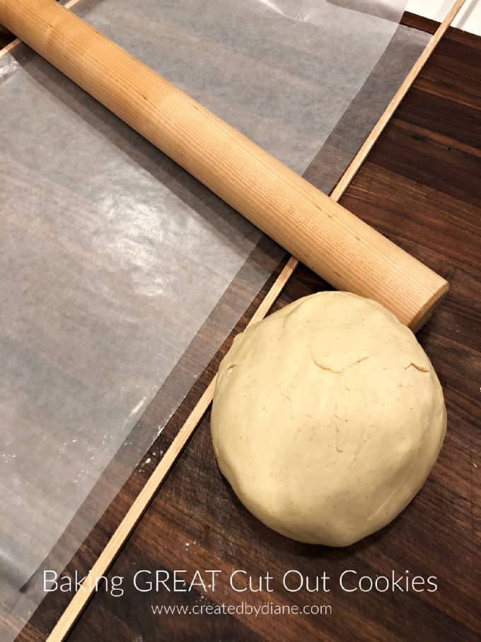 sugar cookie dough, wax paper, dowels, rolling pin www.createdbydiane.com