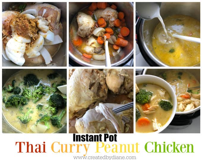 Instant Pot Recipe Thai curry Peanut chicken www.createdbydiane.com