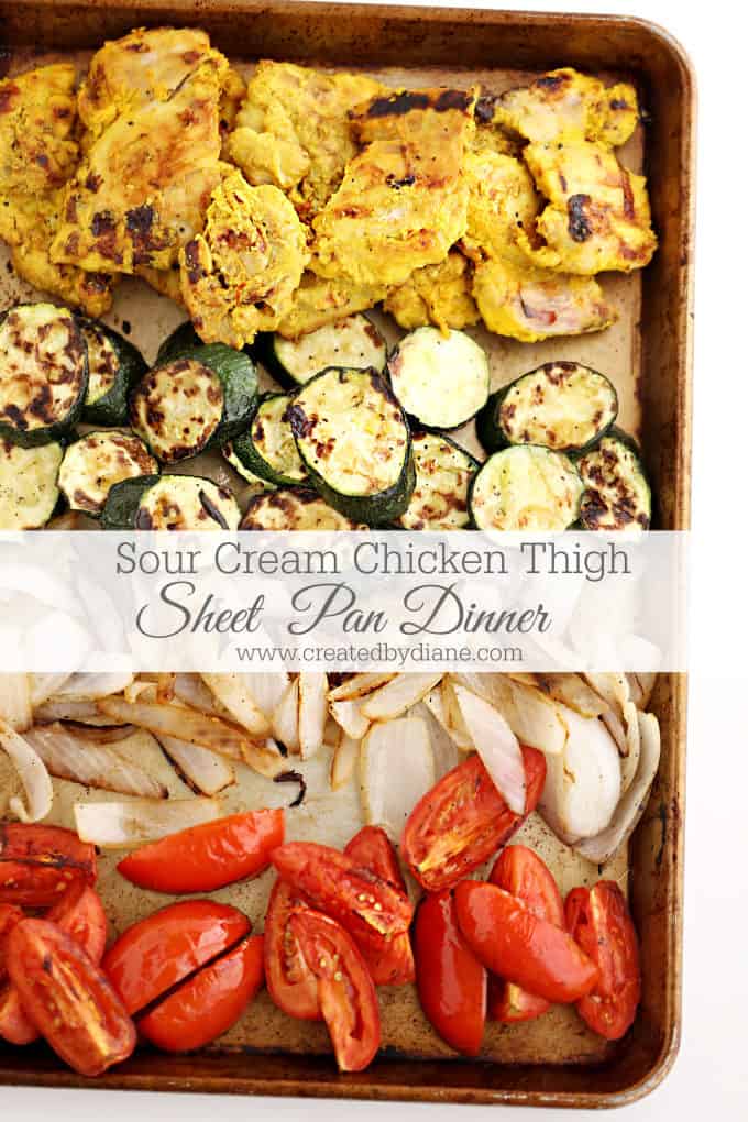 Sour Cream Chicken Thigh Sheet Pan Dinner www.createdbydiane.com