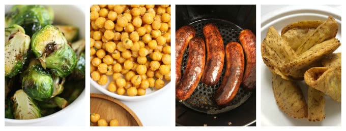 air fried foods you should not forget about brussels sprouts, chick peas, sausage, tacos www.createdbydiane.com