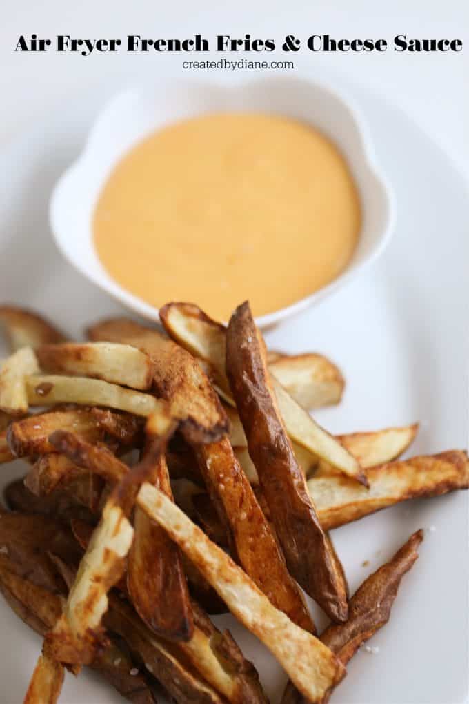 air fryer french fries with cheese sauce createdbydiane.com