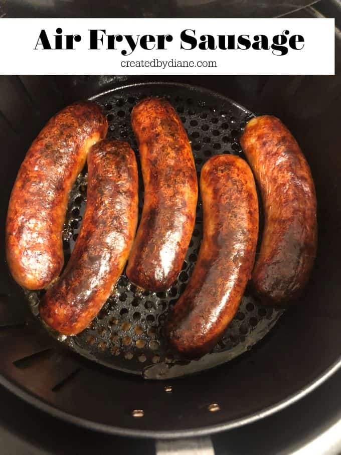 air fryer sausage createdbydiane.com