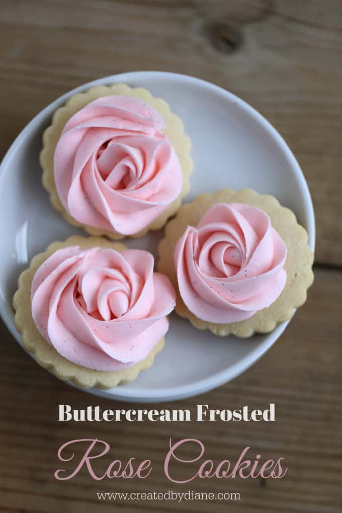 buttercream frosted rose cookies