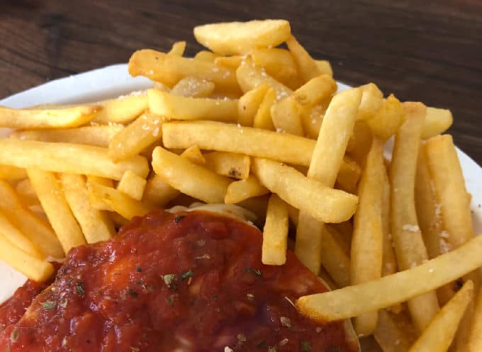 easy pizza burger with air fried french fries