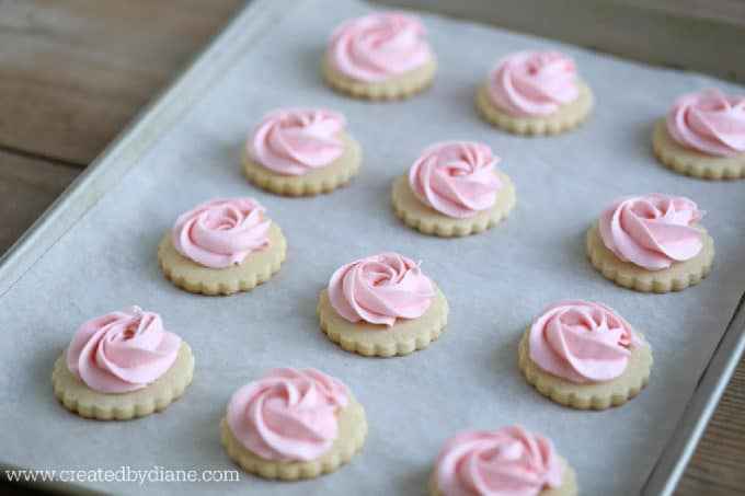 rose frosted scalloped sugar cookies www.createdbydiane.com