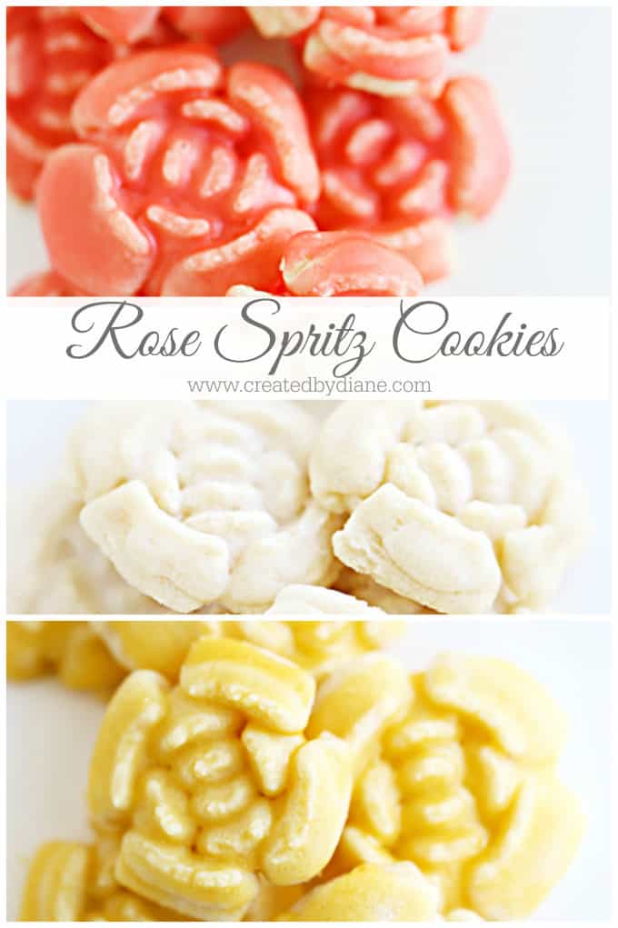 rose spritz cookies www.createdbydiane.com easy pretty glazed cookies