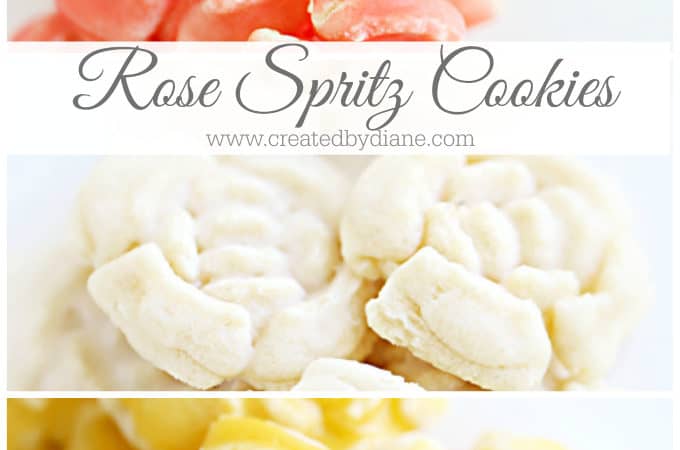 rose spritz cookies www.createdbydiane.com easy pretty glazed cookies