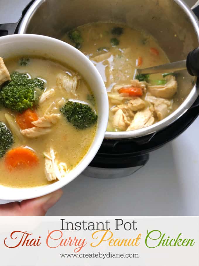 thai curry peanut chicken in the instant pot pressure cooker dinner in 20 minutes! www.createdbydiane.com