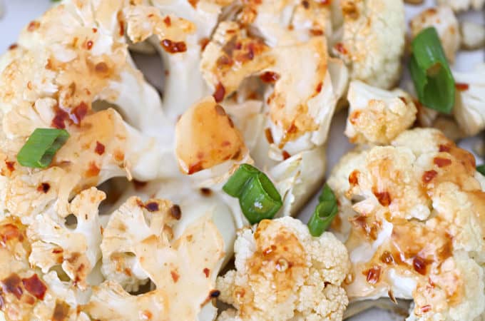 oasted cauliflower steaks with sweet chili sauce